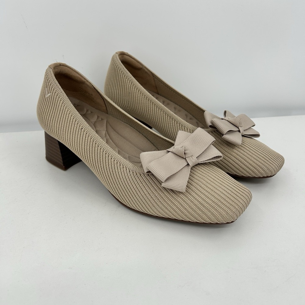 Vivaia Womens Melody Square Toe Chunky Heel Pumps Size 38.5 Dora Removeable Bows